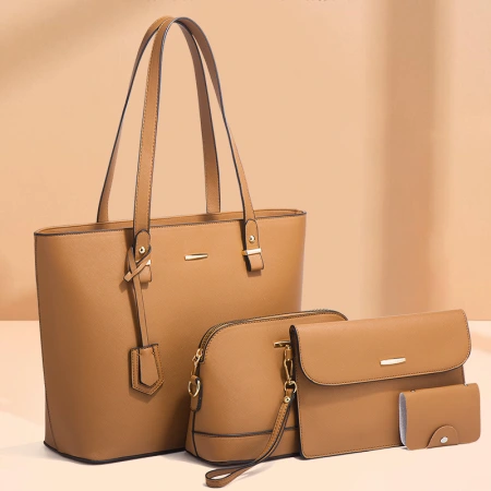 2026 New cross-border large-capacity four-piece handbag set: Fashionable, trendy, simple mother-and-child bag, single-shoulder crossbody women's bag 2026 New cross-border large-capacity four-piece handbag set: Fashionable, trendy, simple mother-and-child bag, single-shoulder crossbody women's bag